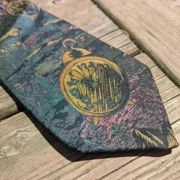 Vintage Christian Dior clock design men's tie - Picture 1 of 12